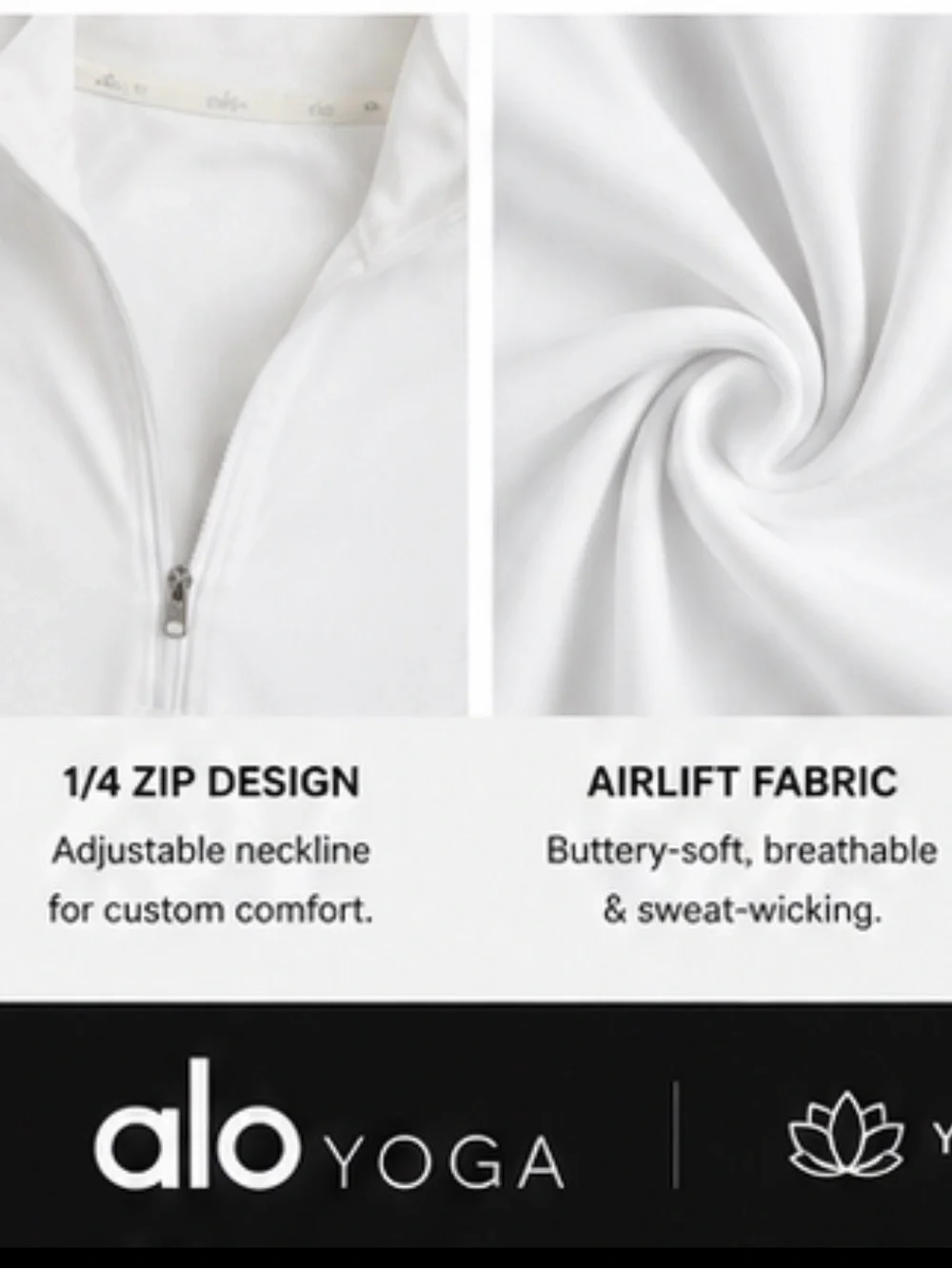 ALO Yoga White Airlift 1/4 Zip Top